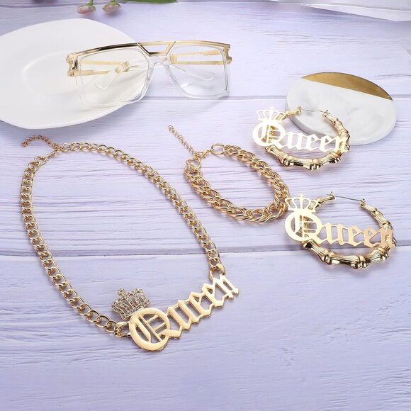 80s/90s Hip Hop Queen Costume Jewelry Accessories Set for Women Party Wear main image 7